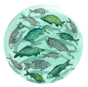 Small Fish Big Pond, 2018 (penna och bläck, akvarell och digital)
