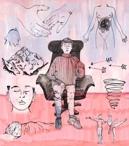 Terapiillustration, 2018 (bläck och akryl) av Charlotte Orr