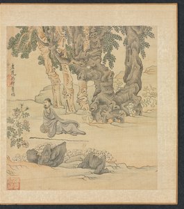 Målningar efter antika mästare: Porträtt av Zhongqing i ett landskap, 1598-1652. av Chen Hongshou