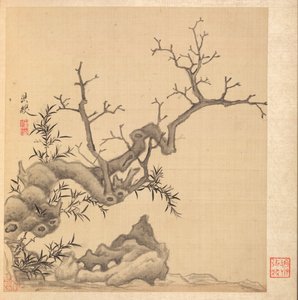 Målningar efter antika mästare: Rock, Old Tree, and Bamboo, 1598-1652. av Chen Hongshou