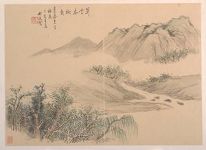 Landskap, daterad 1827. av Cheng Tinglu