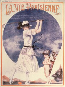 Omslag till La Vie Parisienne, kvinna som spelar golf av Cheri Herouard