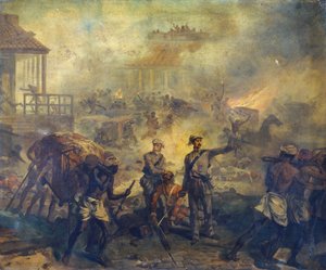 Kirurg Anthony Dickson Home VC (1826-1914) och biträdande kirurg William Bradshaw VC (1830-61) i Lucknow under det indiska myteriet 1857, 1857