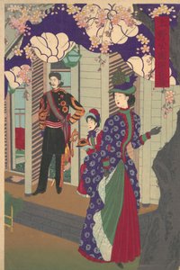 Blommande körsbärsträd i Ueno Park Ueno koen kaika zu, 1888., 1888.