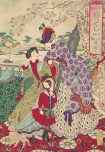 Western Clothing från serien An Array of Auspicious Customs of Eastern Japan Azuma fu..., 1889.