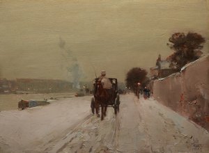 Längs Seine, vinter av Childe Frederick Hassam