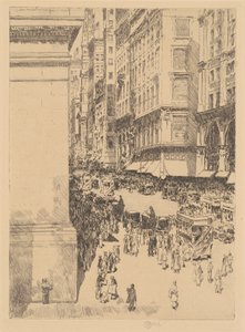 Fifth Avenue, kl av Childe Frederick Hassam