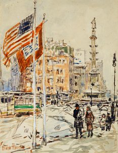 Flaggor, Columbus Circle av Childe Frederick Hassam