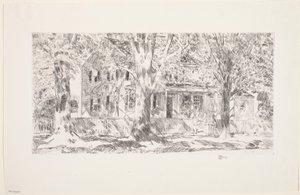 Hus på Main Street, East Hampton av Childe Frederick Hassam