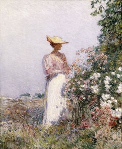 Dam i blomsterträdgården av Childe Frederick Hassam