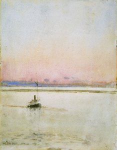 Solnedgång (akvarell på papper) av Childe Frederick Hassam