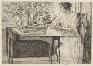 Colonial Table, Cos Cob, 1915 av Childe Hassam