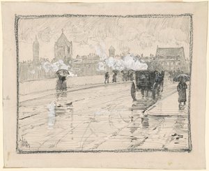 Regnig dag, Boston av Childe Hassam