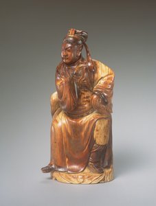 En figur av Guandi sittande, 1300-1400-tal (snidat elfenben) av Chinese School
