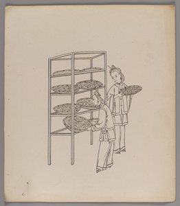 Album med separata blad: Silk Cultivation and Production (bläck på papper) (se även 499288-303) av Chinese School