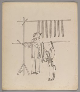 Album med separata blad: Silk Cultivation and Production (bläck på papper) (se även 499288-303) av Chinese School