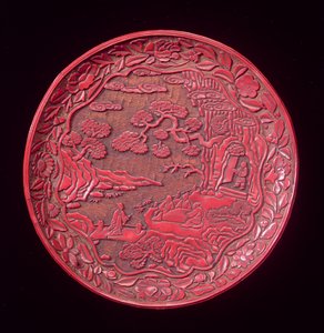 Snidade cinnoberfat, sent Yuan till tidig Ming-dynastin (lackerat trä) (se även 272178)