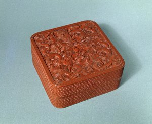Utskuren ask, 1700-tal (cinnoberlack) av Chinese School