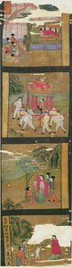 Ch.Lv.0010 Scener från Buddhas Life, Tunhuang, 700-800-talet, (målning på sidenbanner) av Chinese School