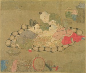 Leker barn, Mingdynastin, 1500 (wc på siden) av Chinese School
