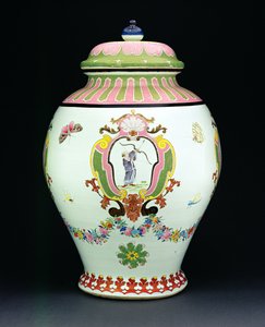 Cistern målad med design av Cornelis Pronk (1691-1759) c.1730 (porslin) (se 206565 för handfat) av Chinese School