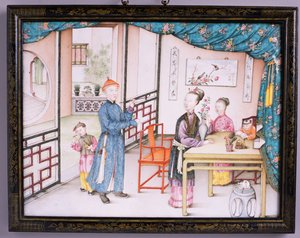 Imperial Canton panel, Qianlong period, 1736-95 (repousse emalj) (se 207217 för par) av Chinese School