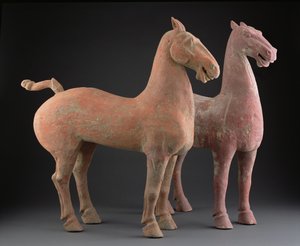 Hästpar, Han-dynastin (206 f.Kr.-220 e.Kr.) (lergods)