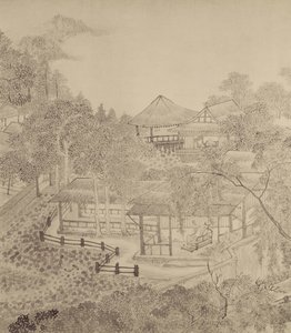 Passar sommaren i Inkwells halmtakshall (bläck på papper) av Chinese School