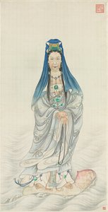 Porträtt av kejsarinnan Cixi som Guanyin av Chinese School