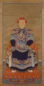 Porträtt av Qianlong kejsare som en ung man, hängande rulle av Chinese School