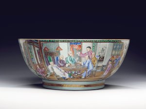 Sällsynt och massiv punchbowl, c.1775 av Chinese School