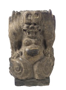 Hukande skyddsdemon, Hebei-provinsen, divisionsperiod, 550-577 (mörk kalksten) av Chinese School
