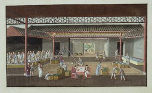 The Tea Depot (gouache på siden) av Chinese School