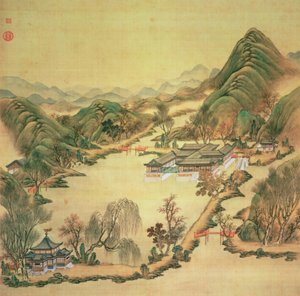 Utsikt över sommarpalatset, Peking (färg på siden) av Chinese School