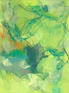 Abstrakt komposition, Organic/Garden series II, 2022 (olja på linneduk) av Ching Fun Tso