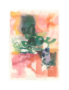 Abstrakt komposition, organisk/oorganisk serie, 2021 (akvarell, gouache, kol  collage på akvarellpapper) av Ching Fun Tso