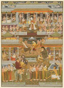 Älskare och älskade: En sammansättning av scener från persisk, urdu- och sanskritlitteratur, ca. 1735. av Chitarman II