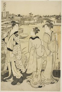 Ono no Komachi at Seki Temple, from the series The Fashionable Seven Komachi (Furyu nana Komachi), c.1788 (colour woodblock print; oban)