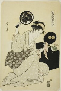 Takashima, från serien "A Collection of Flower-like Faces of Beautys (Bijin kagan shu)" av Chobunsai Eishi