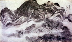 Art coreen: Mount Inwang. Tryck av Chong Son (1676-1759). 1700-talet. Jai Hyang John Collection av Chong Son