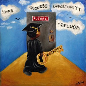 Education is the Key, 2015 (olja på duk) av Chris Fabor