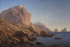 En stenig kust, Capri. Efter soluppgången