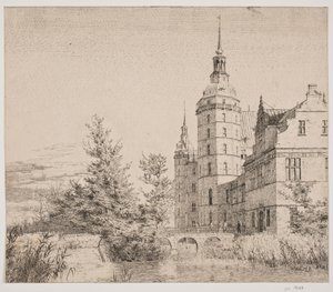 Frederiksborgs slott. Fest på Møntbroen av Christen Købke