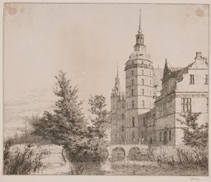 Frederiksborgs slott. Fest på Møntbroen av Christen Købke