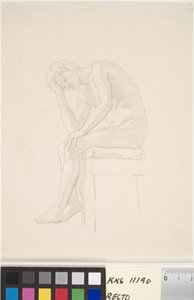 Modellstudie. Sitter naken pojke