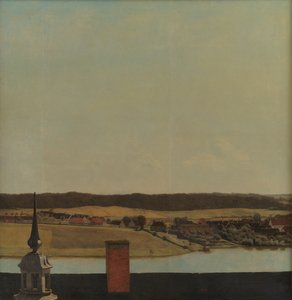 Takåsen på Frederiksborgs slott med utsikt över sjön, staden och skogen av Christen Købke