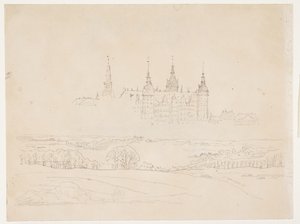 Studie till Glyptoteks "Höstlandskap. Frederiksborgs slott i mitten" av Christen Købke