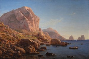 En stenig kust, Capri. Efter soluppgången av Christen Købke