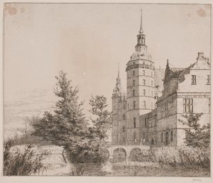 Frederiksborgs slott. Fest på Møntbroen av Christen Købke