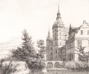 Frederiksborgs slott. Parti vid Myntbron av Christen Købke